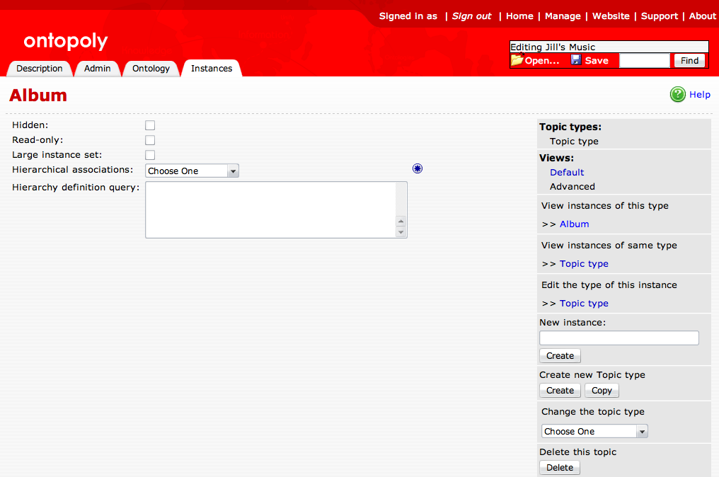 Topic Type Configuration Page - advanced properties